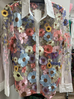 Adore white multi flowers shirt