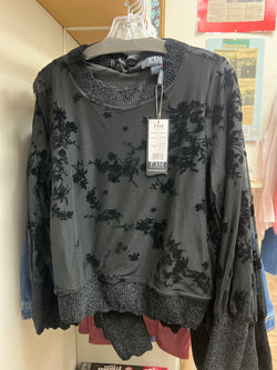 FDJ black velvet mesh blouse