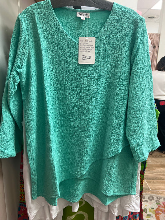 Toofan textured mint green 3/4 top