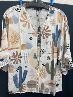 Charlie B v neck top cactus print