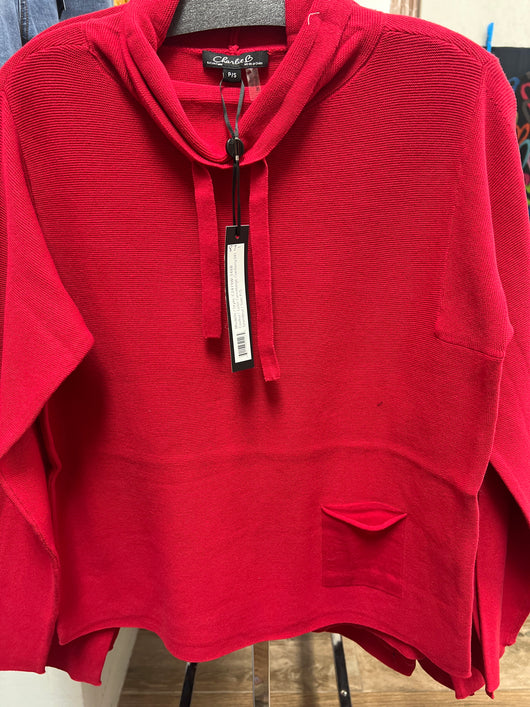 Charlie B funnel neck sweater cranberry red