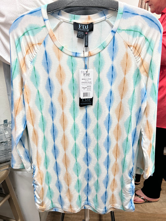 FDJ yellow wave stripe 3/4 top