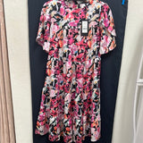 Gabby Isabella black pink floral silky dress