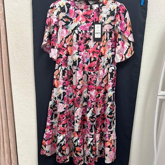 Gabby Isabella black pink floral silky dress