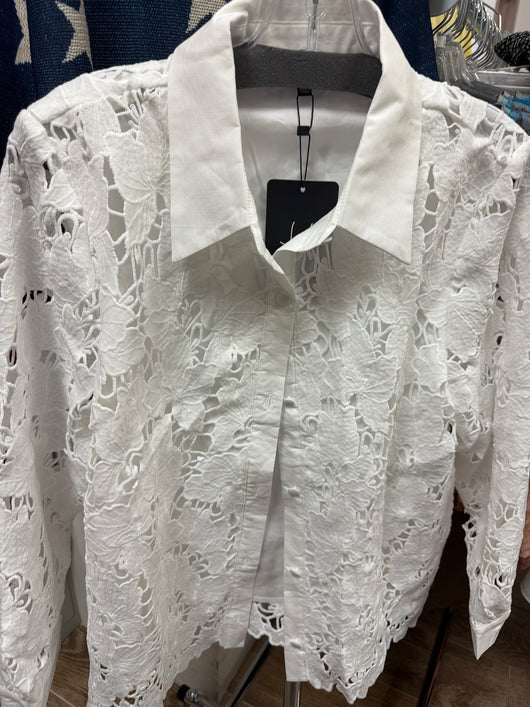 Joh lace cutout white top