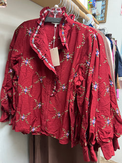 Entro burgandy embroidered top