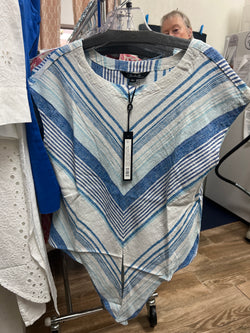 Charlie B coastal blue stripe top