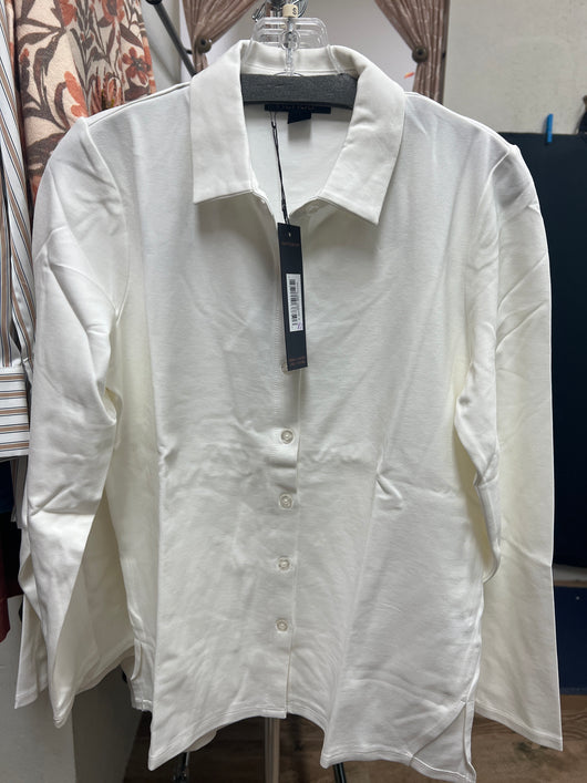 Renuar knit button up shacket crème