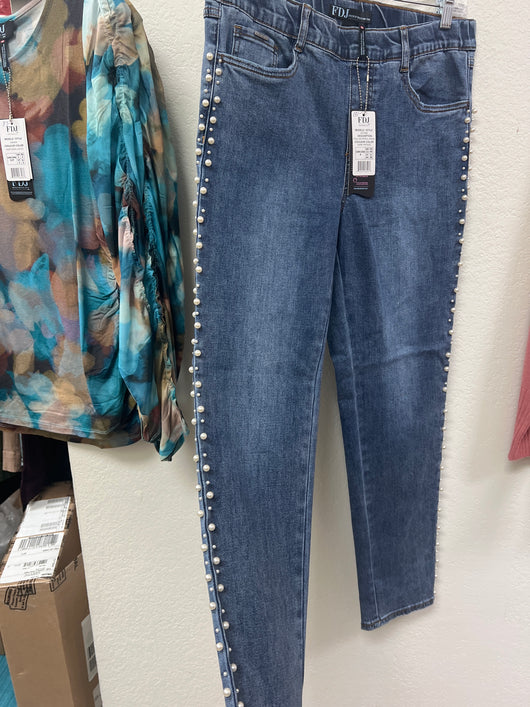 FDJ pull on pencil ankle pearl jeans