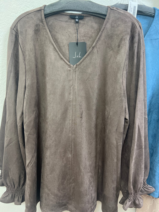 JOH suede v neck blouse umber