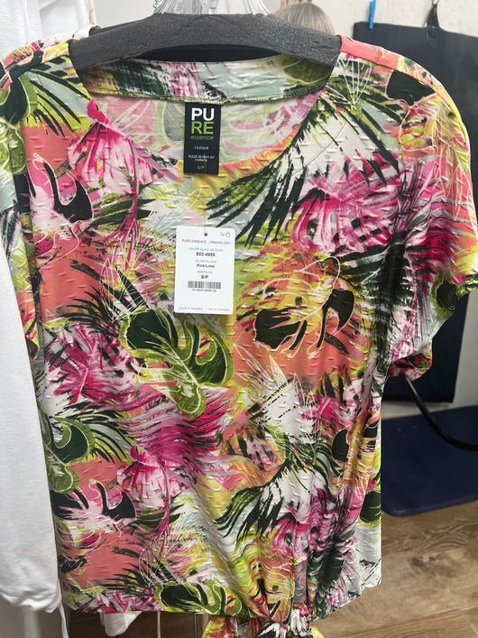 Pure pink/lime textured tropical top