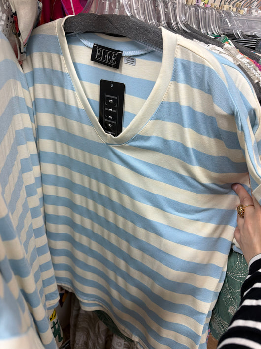 Elle blue stripe shirt
