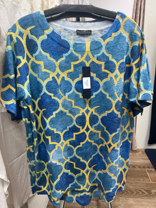 Nally & Millie blue yellow s/s top