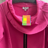 Toofan fuchsia pink zipper cowl neck shirt