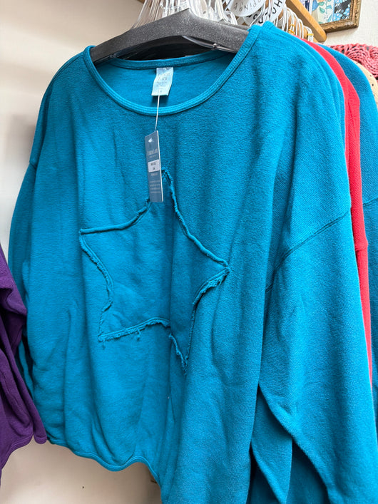 Cotton Lani Teal Star Top