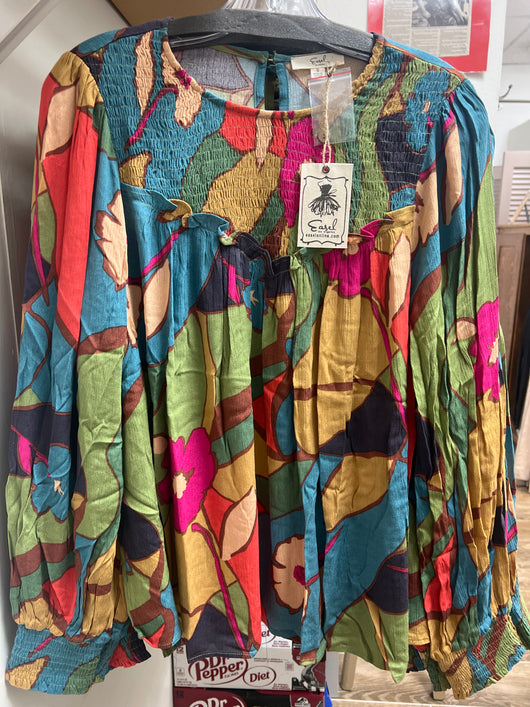 Easel sage teal blouse