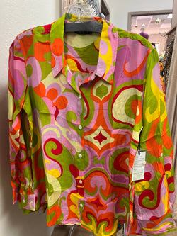 APNY groovy multi button up blouse