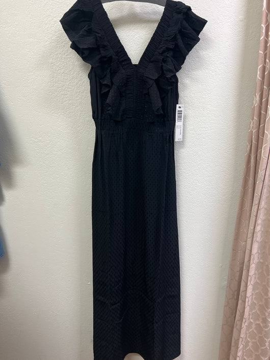 Tribal black ruffle sleeveless maxi dress