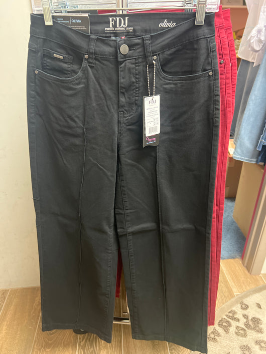 FDJ Olivia wide leg pintuck jeans black