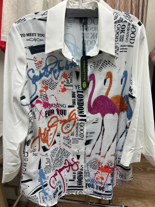 Tricotto flamingoes blouse