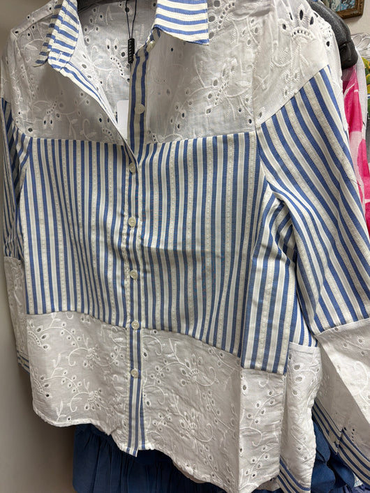 Funsport blue white eyelet top