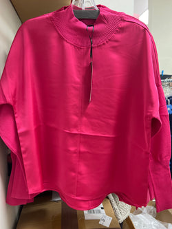 Charlie B magenta pink satin knit mock neck top