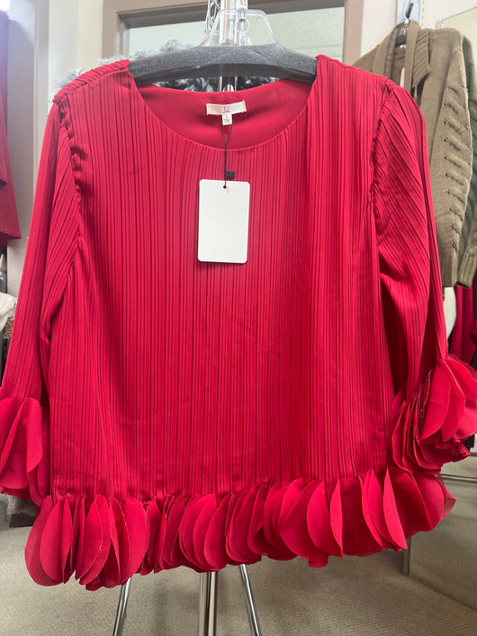 JOH red pleated blouse