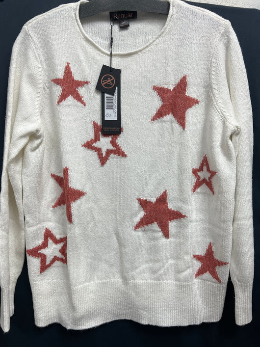 Renuar crème & rust stars sweater