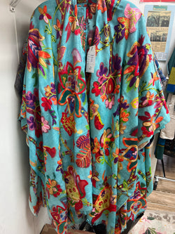 ANU aqua embroidered Kate ruana