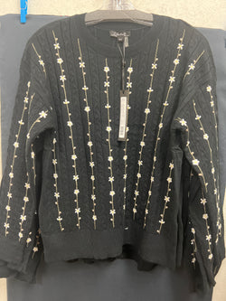 Charlie B floral embroidered black sweater