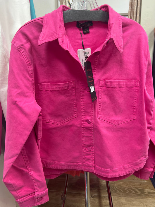 Renuar tencel boxy button up jacket watermelon pink