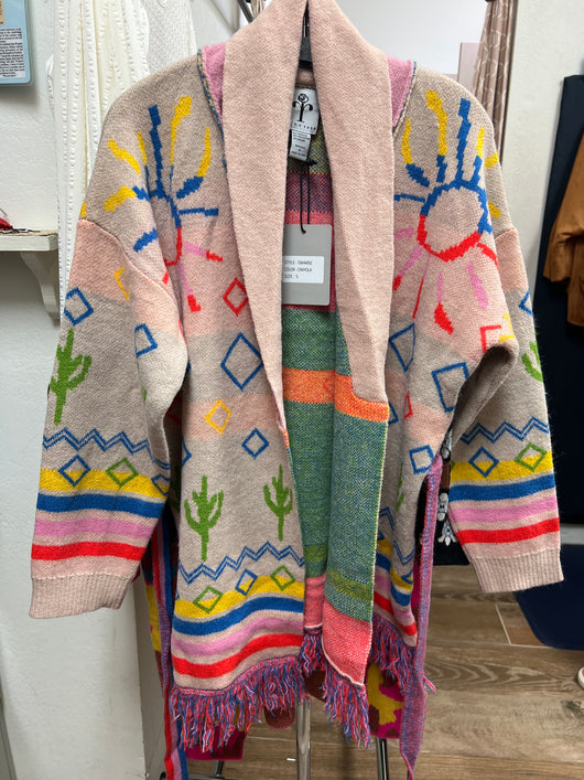 Rain & Rose crayola fringe cardigan