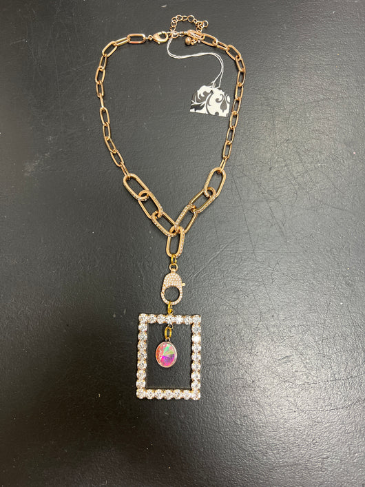 Gold bling rectangle necklace