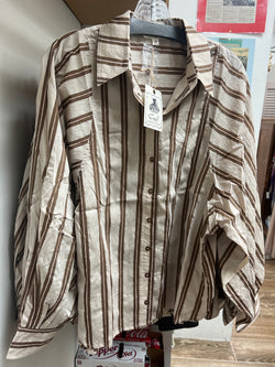 Easel khaki stripe button up shirt