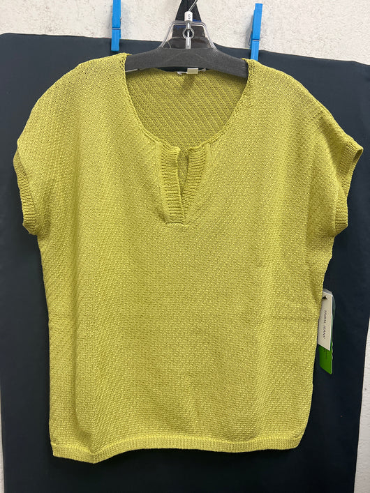 Tribal cap sleeve v neck sweater starfruit green
