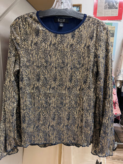 AZI navy & gold metallic top