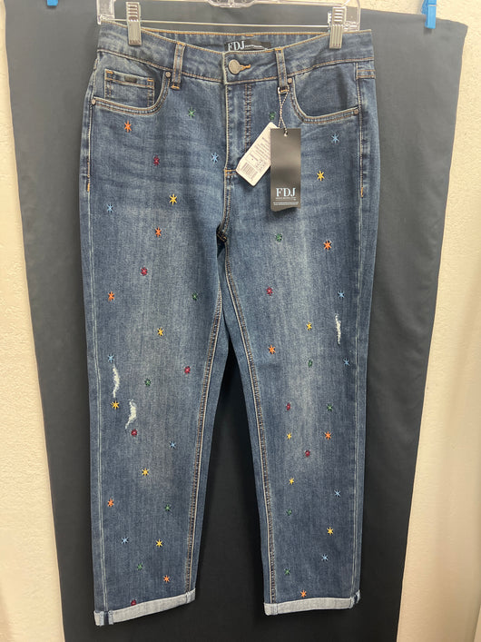 FDJ star embroidered girlfriend jeans