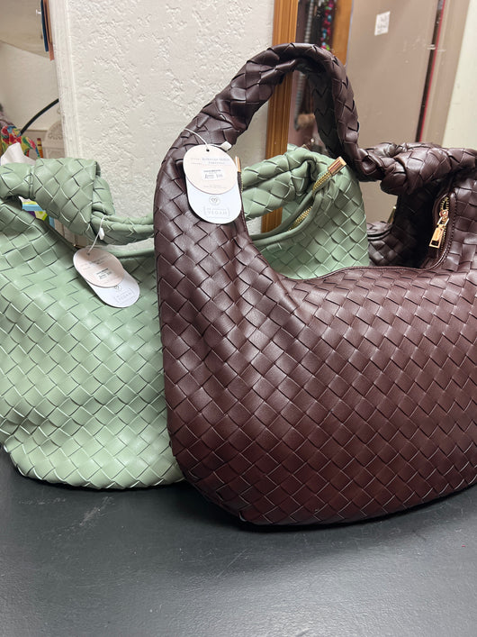 Melie bianco vegan leather woven bags