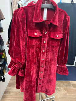 Boho chic red velvet dress