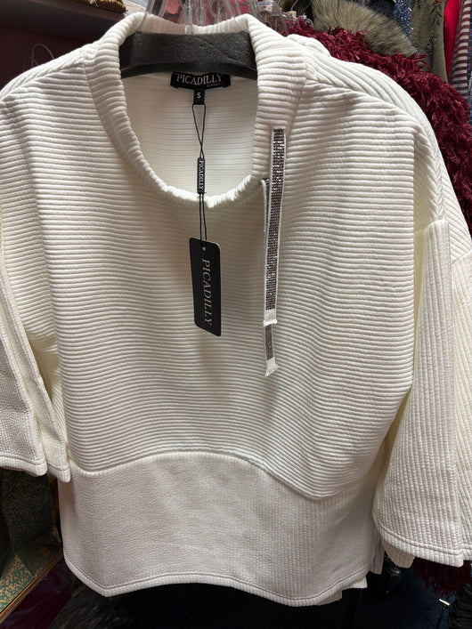 Picadilly off white ribbed top