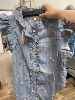 Easel blue floral embroidered top