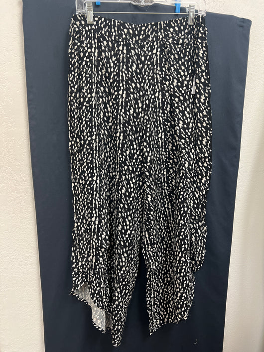 Tribal XIX palms black white split leg pants