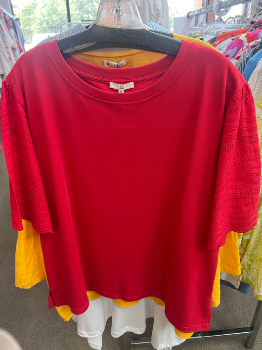 Joh strawberry eyelet sleeve top