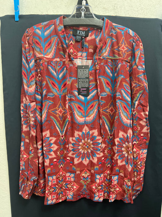FDJ maroon multi spiro print shirt