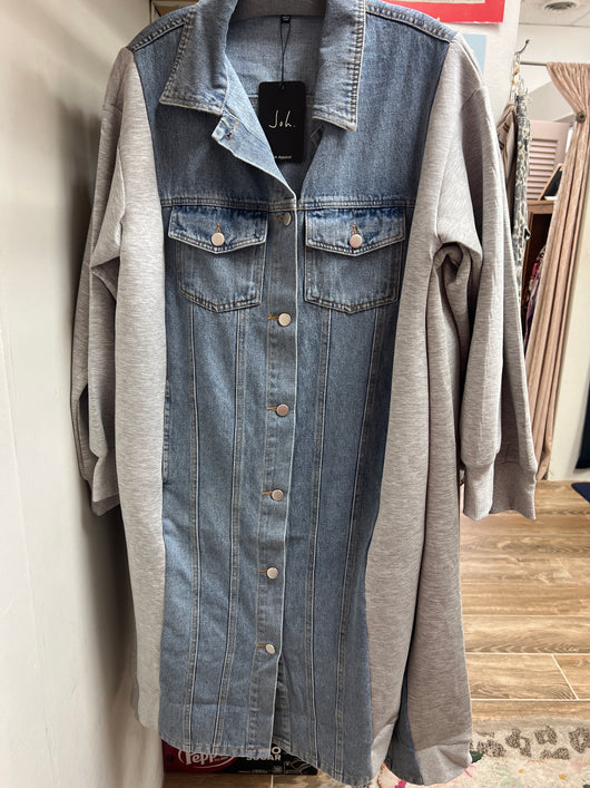 JOH grey & denim duster dress