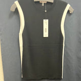 Spanner black knit tank white side stripes
