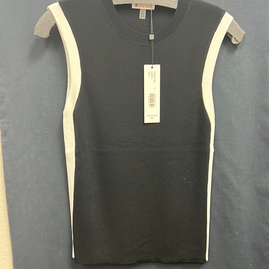 Spanner black knit tank white side stripes