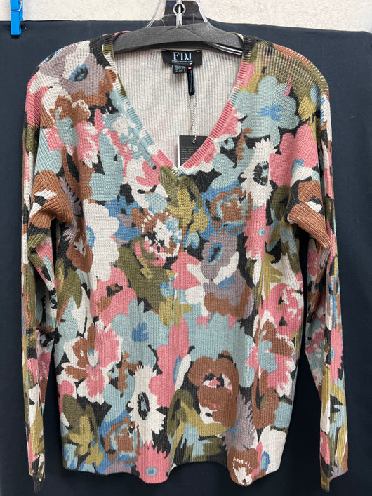 FDJ floral printed v neck sweater