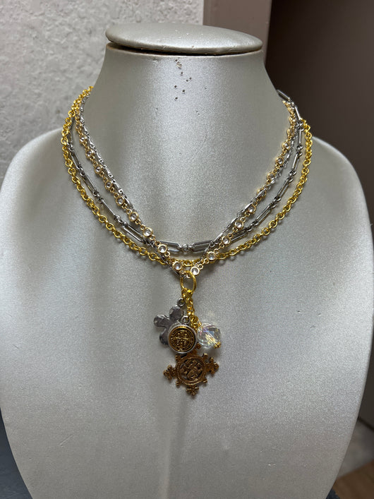 Julio multi strand Geronimo charm necklace