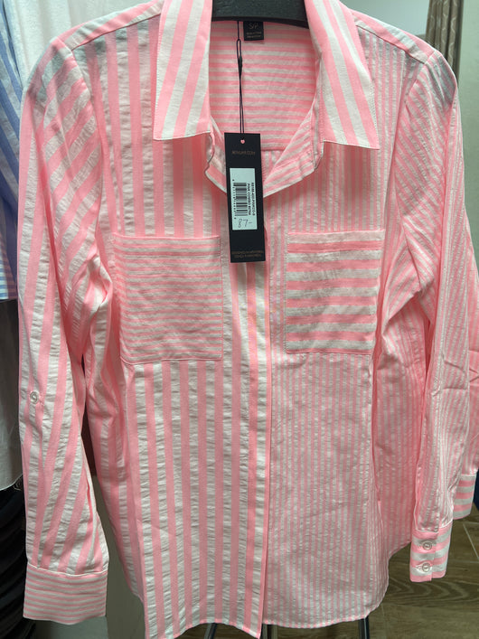 Renuar stripe shirt pink combo